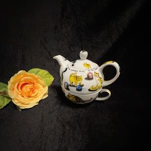 Paul Cardew Tea for One Ceramic Teapot and Cup "Cat Lovers"